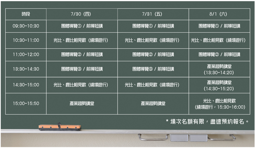 產業館講堂時程表